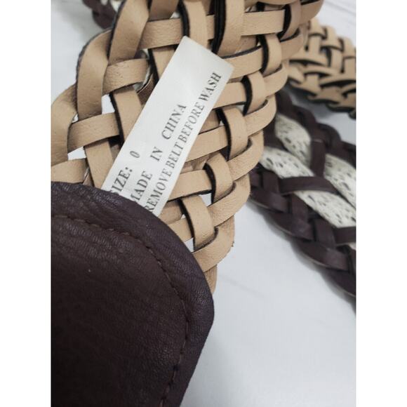 Leather Belt Braided Brass Buckle Boho Brown beach y2k festival SIZE‎ 0 lace - Picture 5 of 6